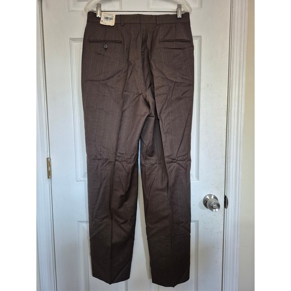 Polo University Club by Ralph Lauren Brown Pinstripe Worsted Wool Dress Pants 33 - Picture 2 of 6